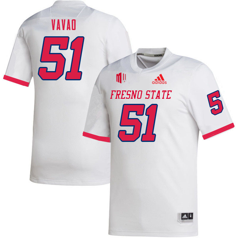 Men #51 Mose Vavao Fresno State Bulldogs College Football Jerseys Sale-White